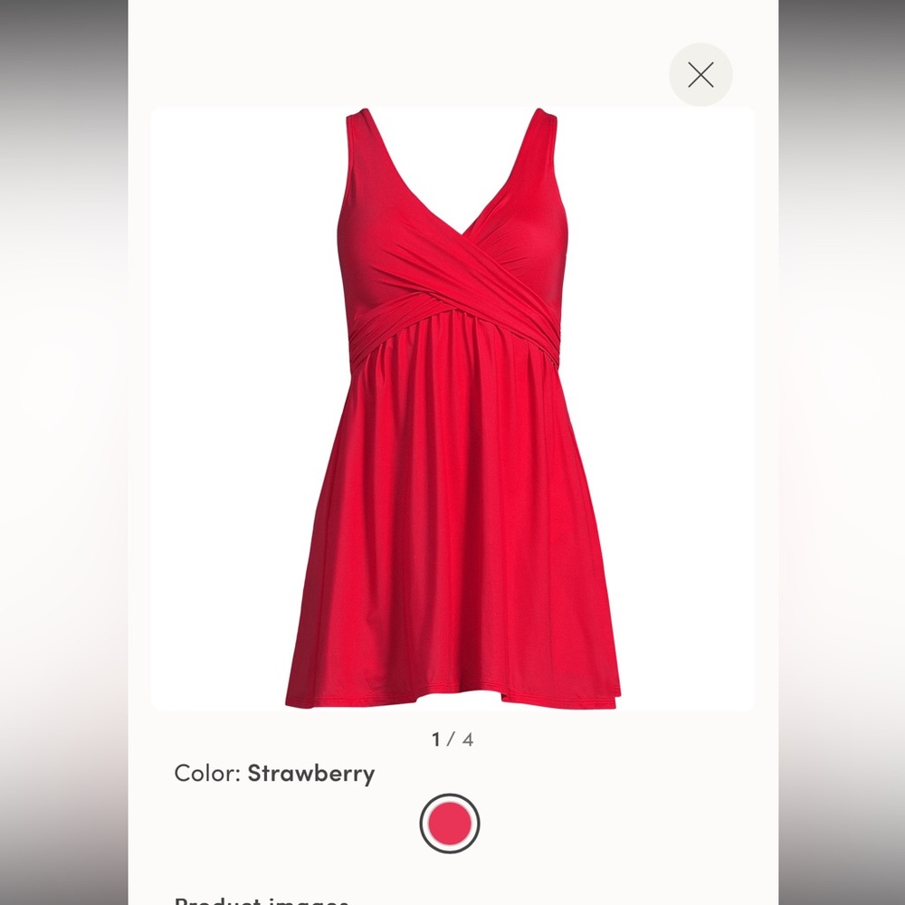 Red V-Neck Women's Swim Dress - Picture 11 of 13